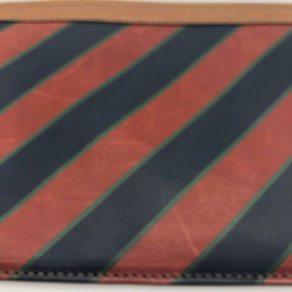 NEW Fossil Striped Leather Bag Pouch Cosmetic Toiletry Pencil Zip - Picture 4 of 6